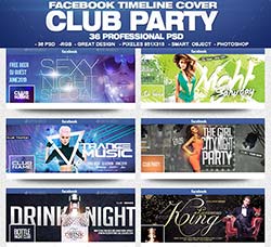 36个网页头部广告模板：Facebook Club Party Bundle 1